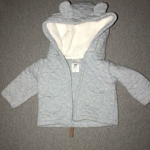 Carters newborn blue zip up fleece hood with ears